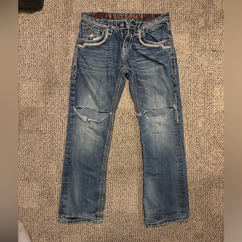 Men's Blue Distressed Jeans